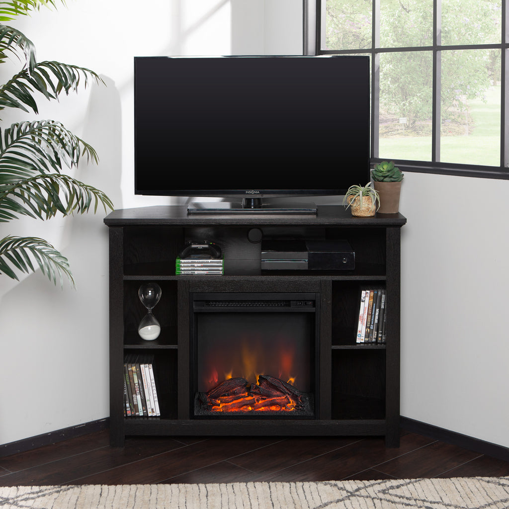 Black Tall Corner Fireplace TV Stand C222827