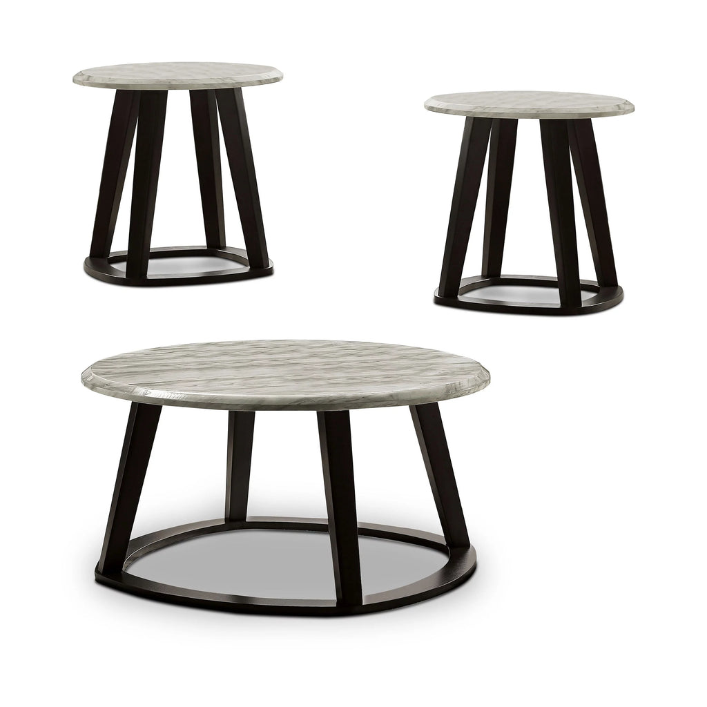 White 3-Piece Faux Marble Top Coffee Table Set P58192