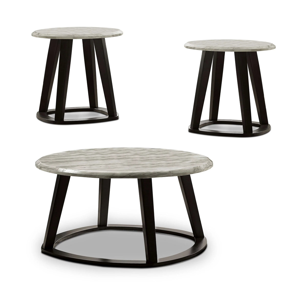 White 3-Piece Faux Marble Top Coffee Table Set P58192