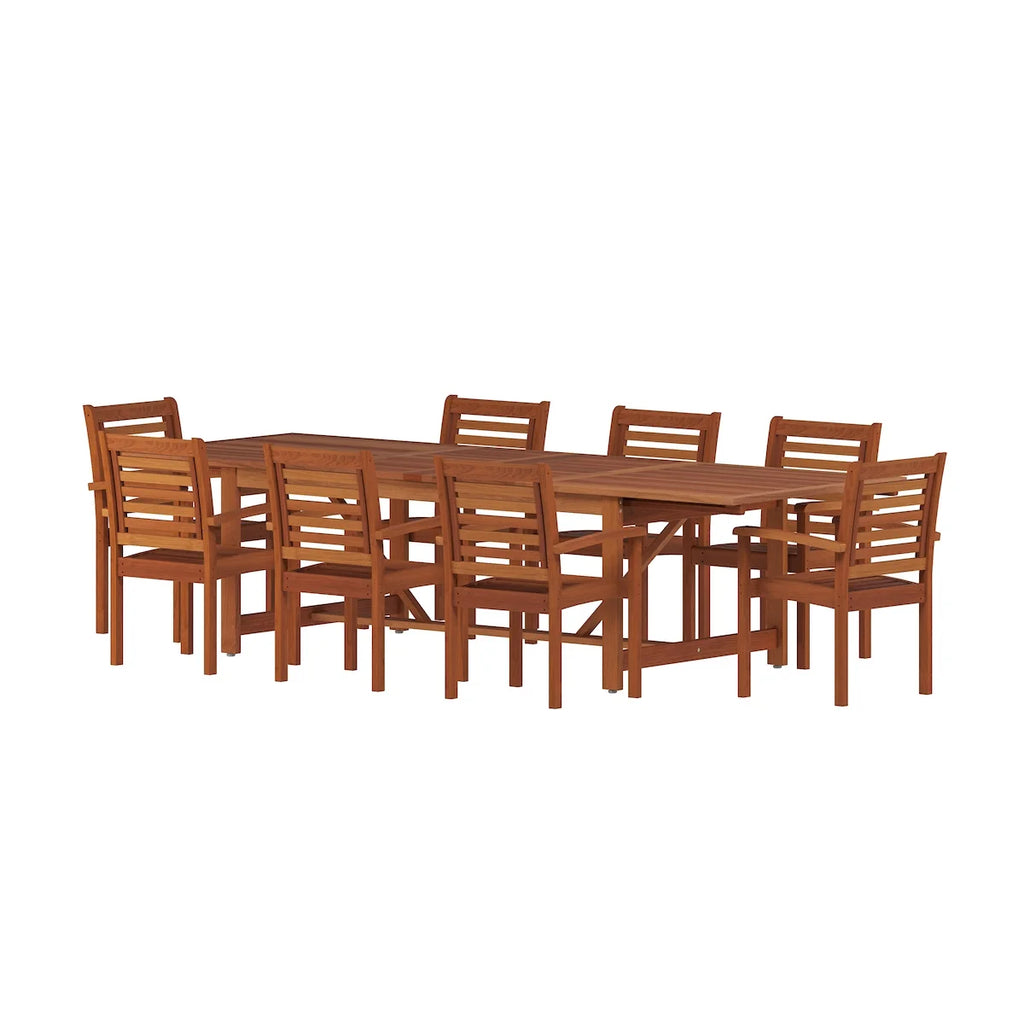 9-Piece Eucalyptus Extendable Rectangular Patio Dining Set X25240