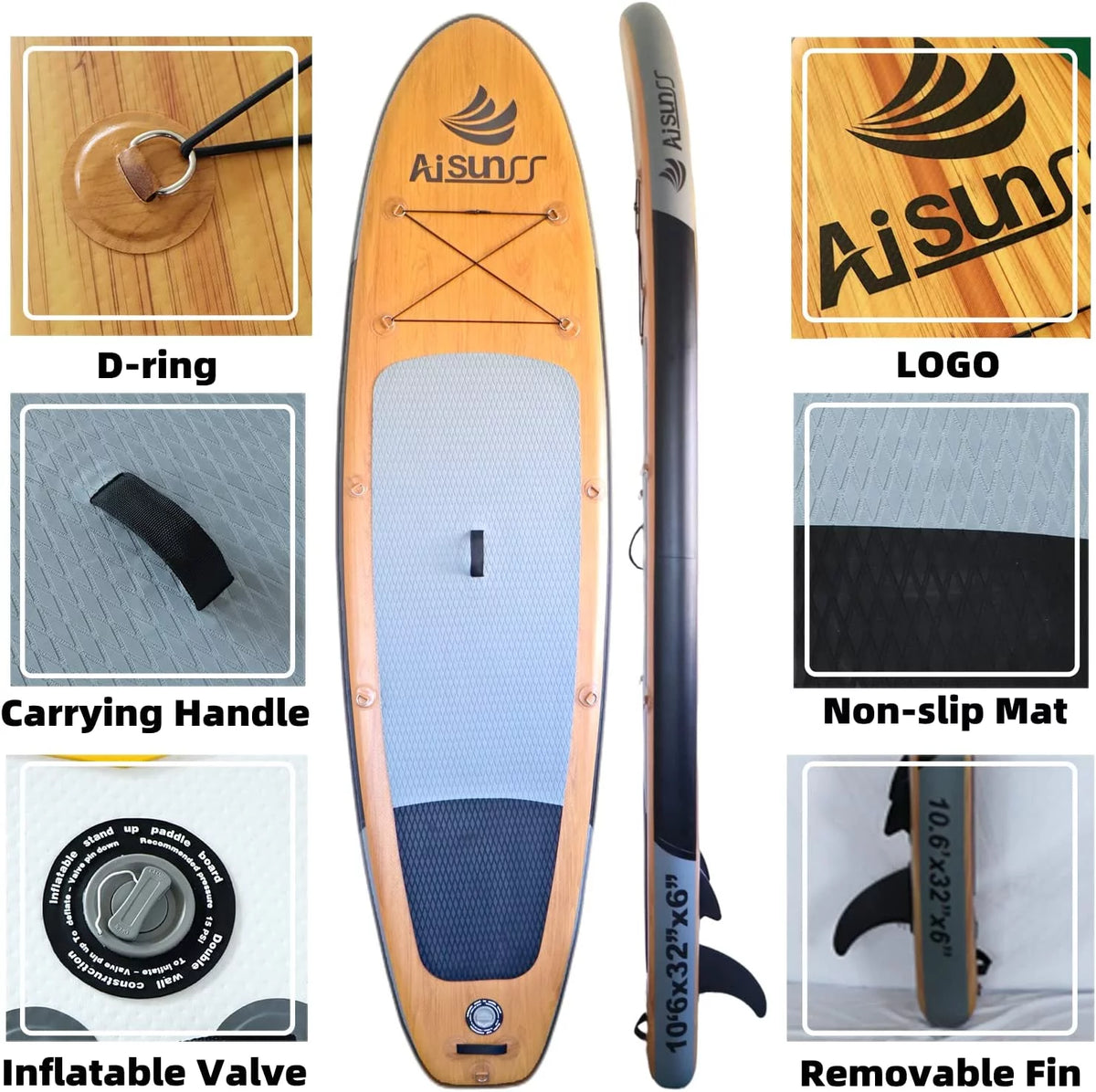 10.6Ft Inflatable Stand up Paddle Board with All Accessories S486804