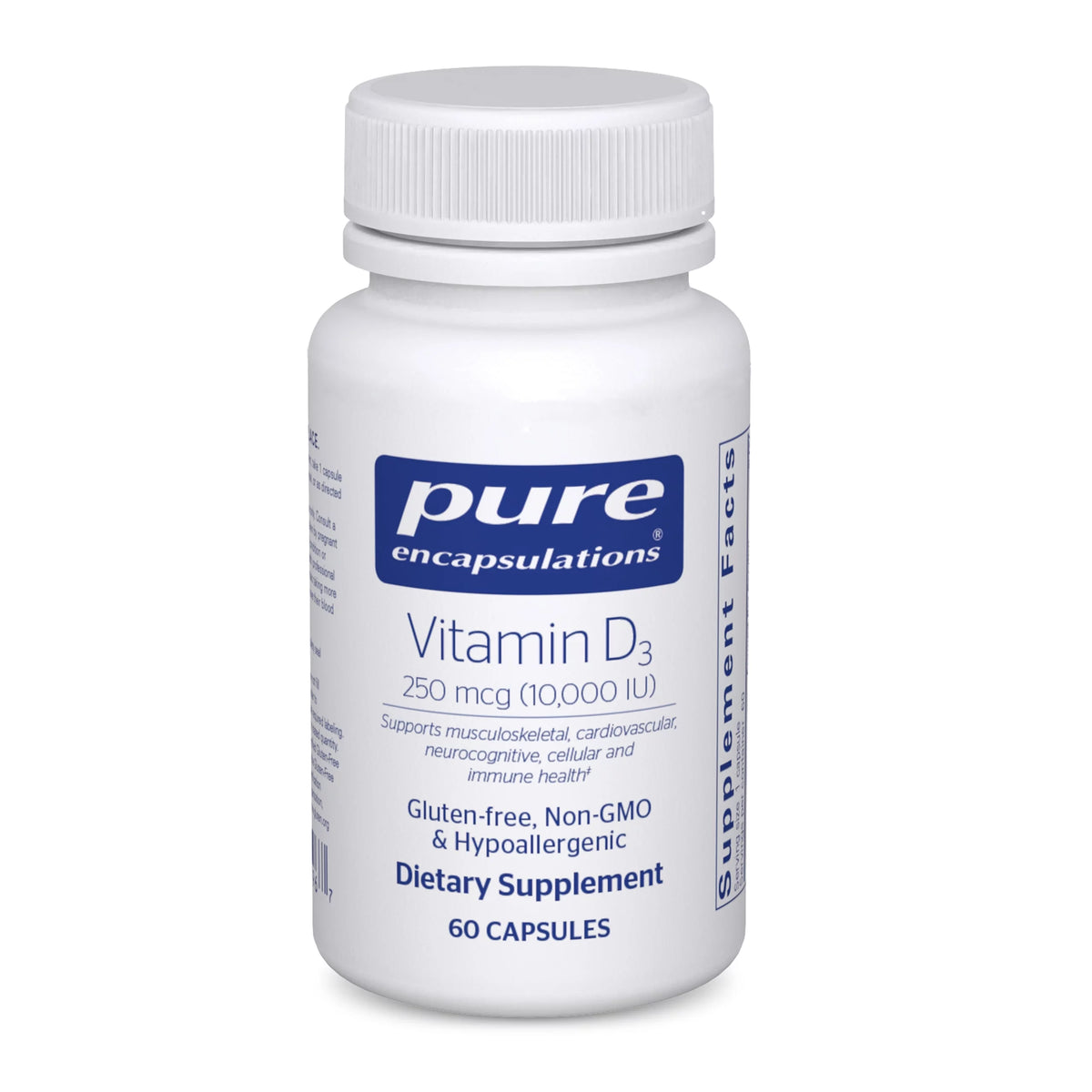 Vitamin D3 250 mcg (10,000 IU) Supplement, 60 Capsules S3180