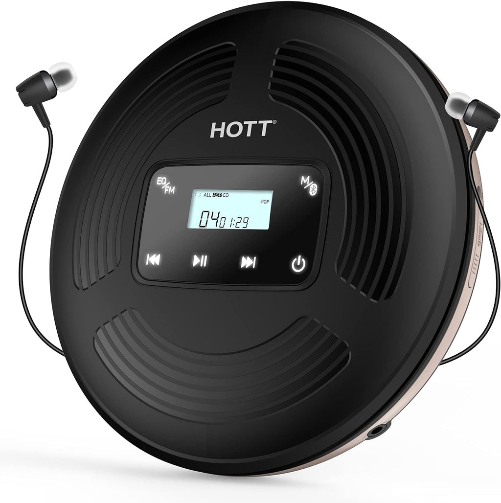 Rechargeable Portable CD Player with Bluetooth FM Transmitter Black Y704514