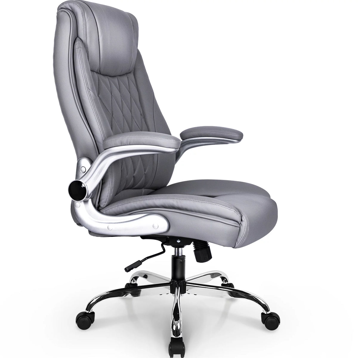 Gray Ergonomic High Back Leather Office Chair T653