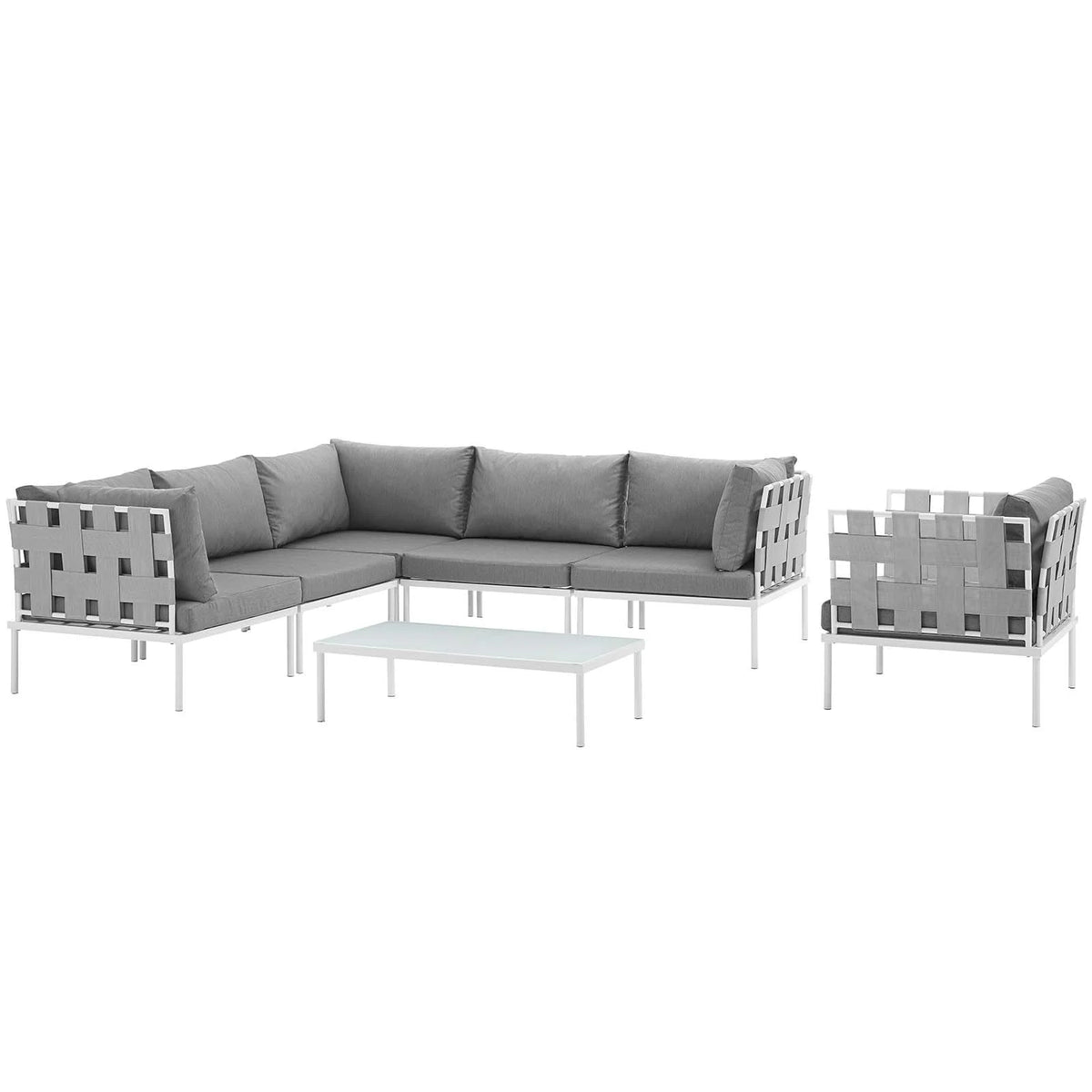 7 Piece Outdoor Patio Aluminum Sectional Sofa Set D386804