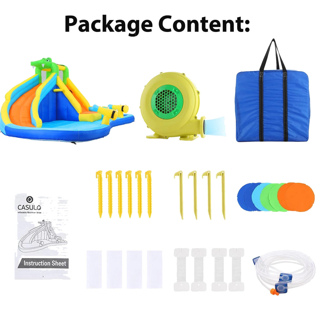Inflatable Bounce House with Water Slide and Spray Pool E560896