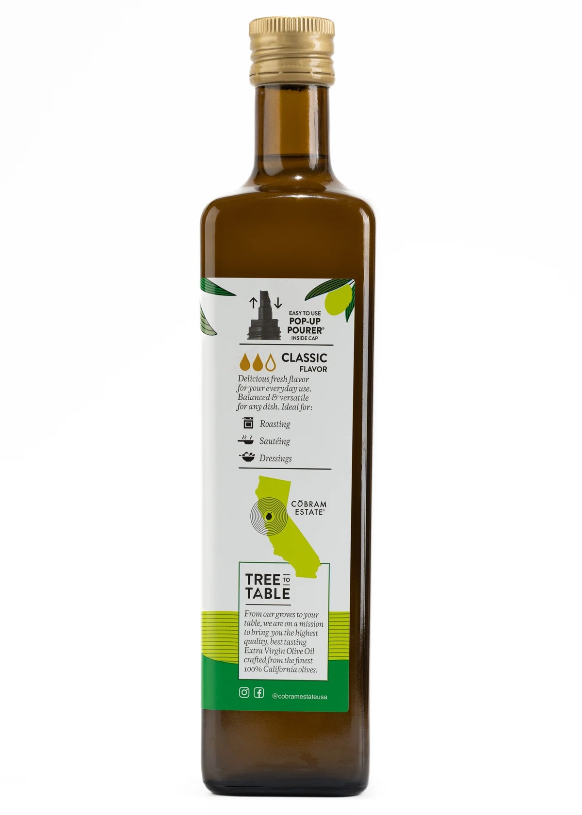 100% California Extra Virgin Olive Oil, 25.4 fl oz Glass Bottle U40875
