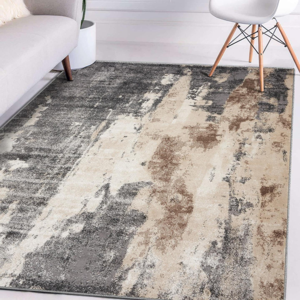 Modern Abstract Area Rug Gray 8 x 10 U1592
