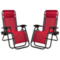 Adjustable Outdoor Zero Gravity Recliner Lounge Chair, Burgundy, 2 O917947