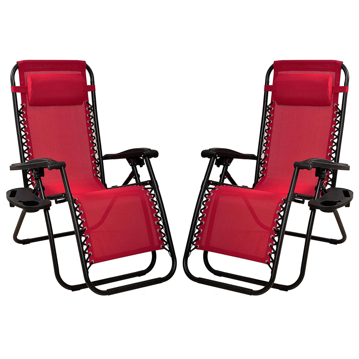 Adjustable Outdoor Zero Gravity Recliner Lounge Chair, Burgundy, 2 O917947