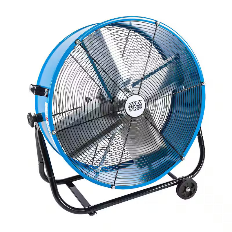 2 Fan Speeds Drum Fan in Blue with Snap-On Wheels W4172