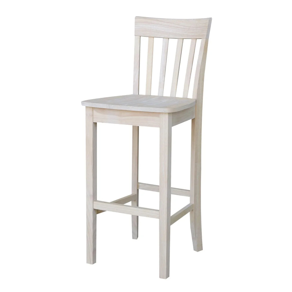 Unfinished Solid Parawood Slatback Counter Height Stool U2994