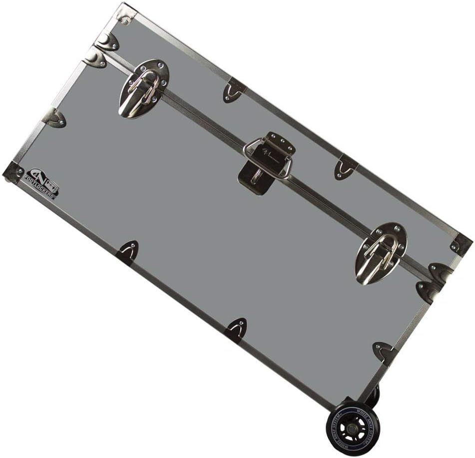 Lockable Trunk Footlocker with Wheels Large 32 x 18 x 16.5 Inches Purple F1926
