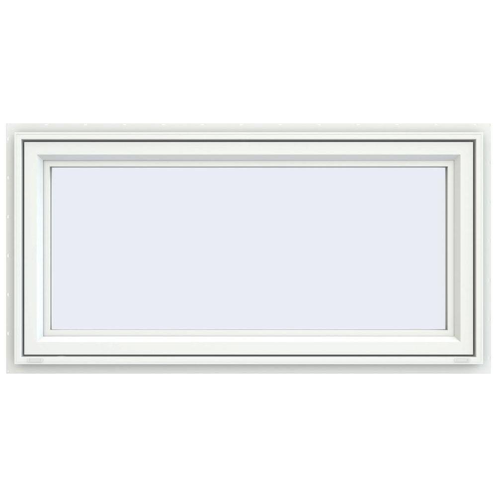 White Vinyl Awning Window with Fiberglass Mesh Screen E941898