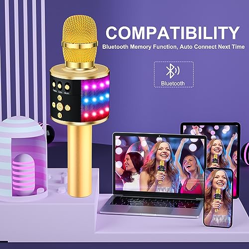 Bluetooth Karaoke Microphone with Disco Lights H338657