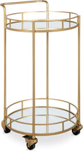 Metal and Glass Bar Cart, Glam Gold Finish B672582
