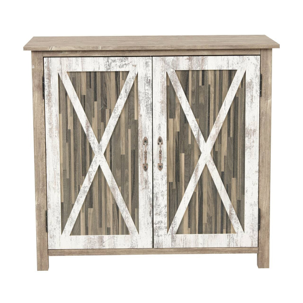 Two Door Cabinet with Rustic Barn Style Doors U377