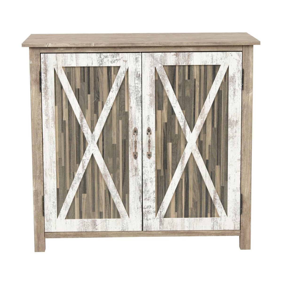 Two Door Cabinet with Rustic Barn Style Doors U377