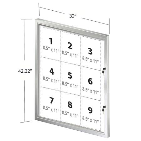 Silver Aluminum Frame Enclosed Magnet Showboard Q832