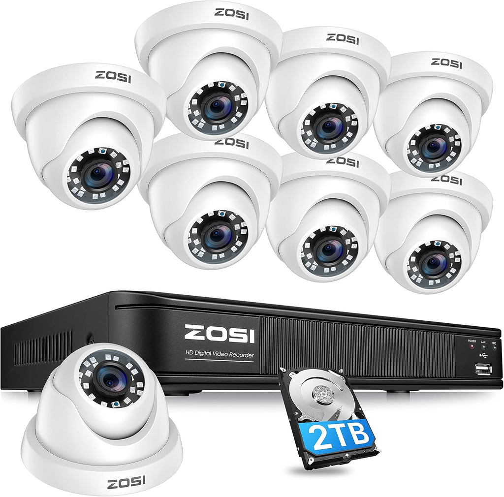 5MP Lite 8 Channel Surveillance DVR with 1TB Hard Drive and 8 x 1080p Weatherproof CCTV Dome Camera M247
