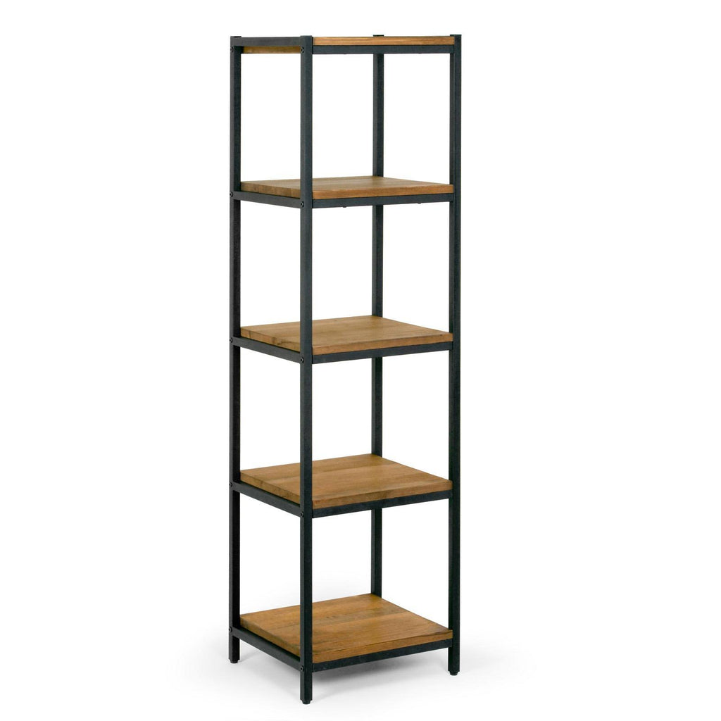 Brown Pine Wood Shelf Etagere Bookcase with Metal Frame E59414