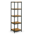 Brown Pine Wood Shelf Etagere Bookcase with Metal Frame E59414
