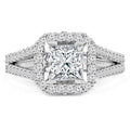Princess Diamond Radiant Halo Engagement Ring in 14K White Gold - Size 7 S7306