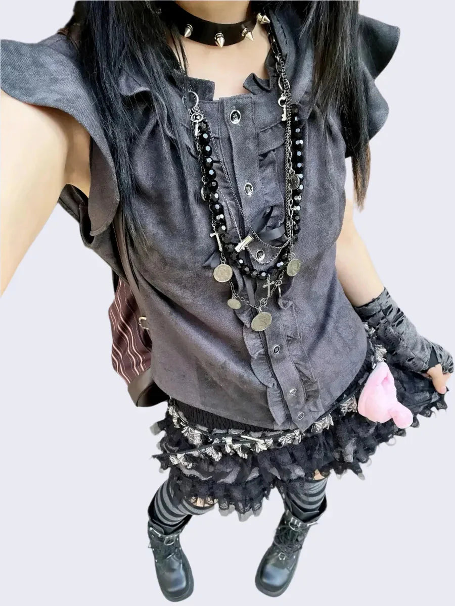 Ruffle Shirts Skirt Set R6384