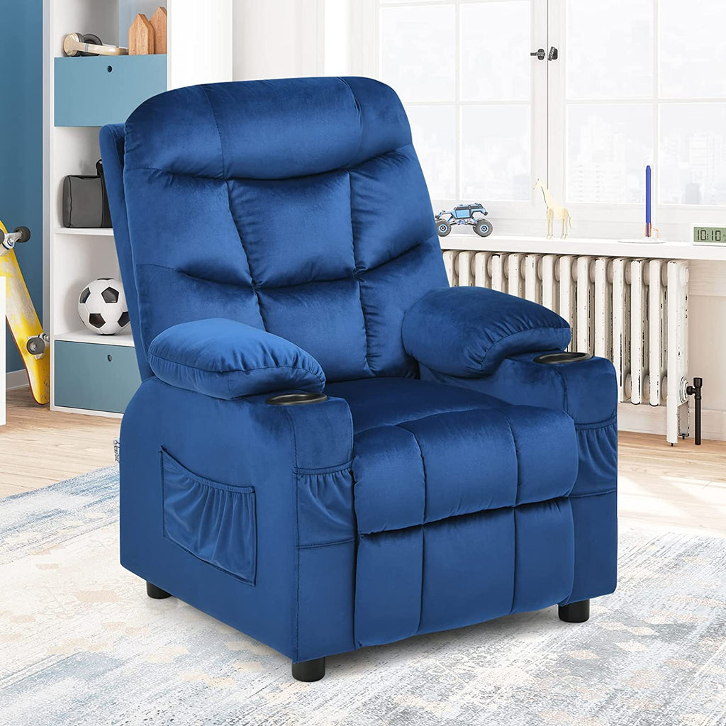 Blue Toddler Recliner Chair with Cup Holder F795193