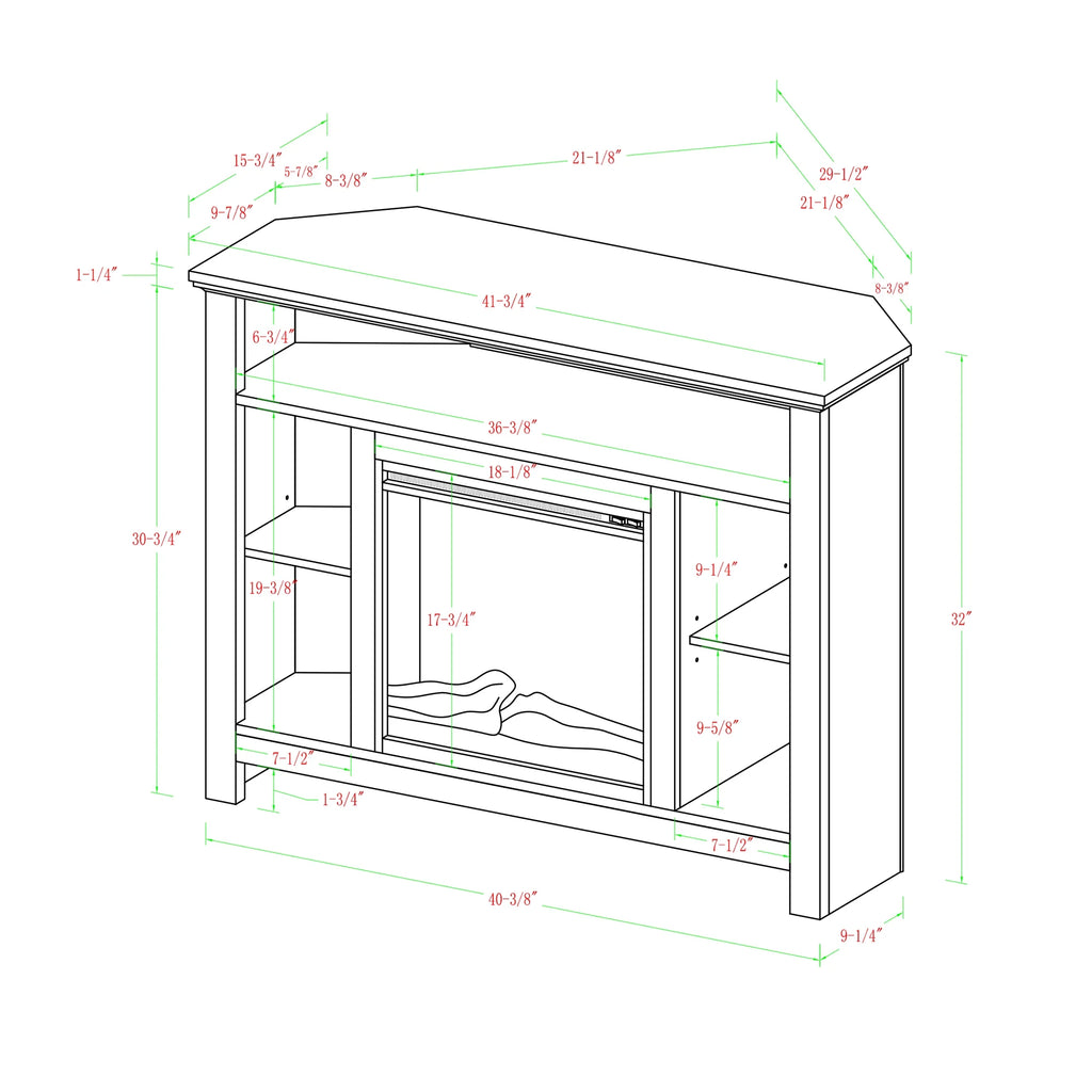 Black Tall Corner Fireplace TV Stand C222827