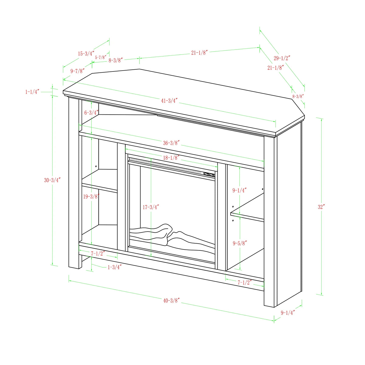 Black Tall Corner Fireplace TV Stand C222827