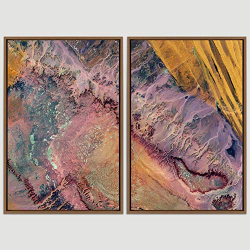 2 Piece Framed Canvas Wall Art Neon Turquoise Sand 16"x24"x2 Panels L8313