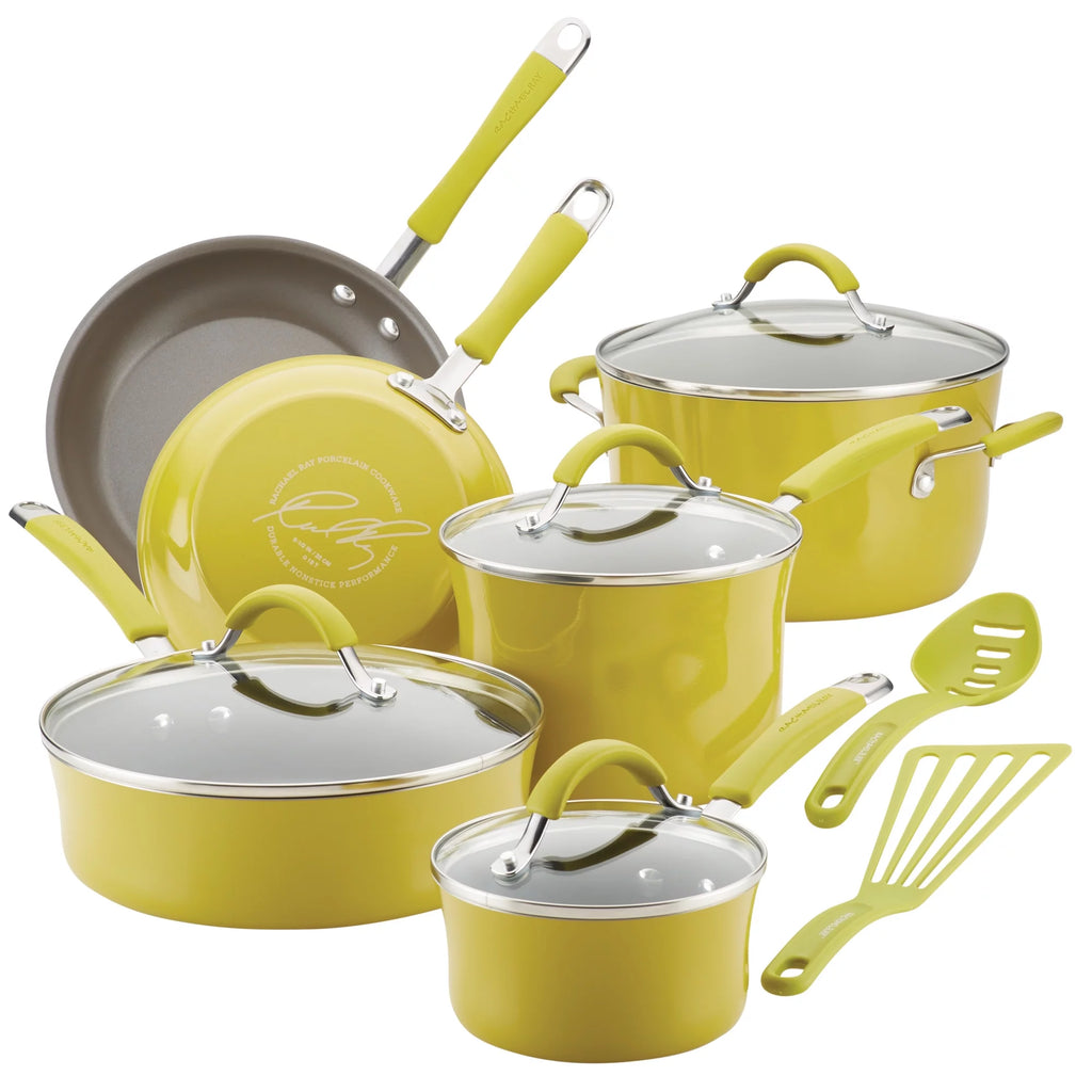 12 Piece Nonstick Porcelain Enamel Pots and Pans I17947