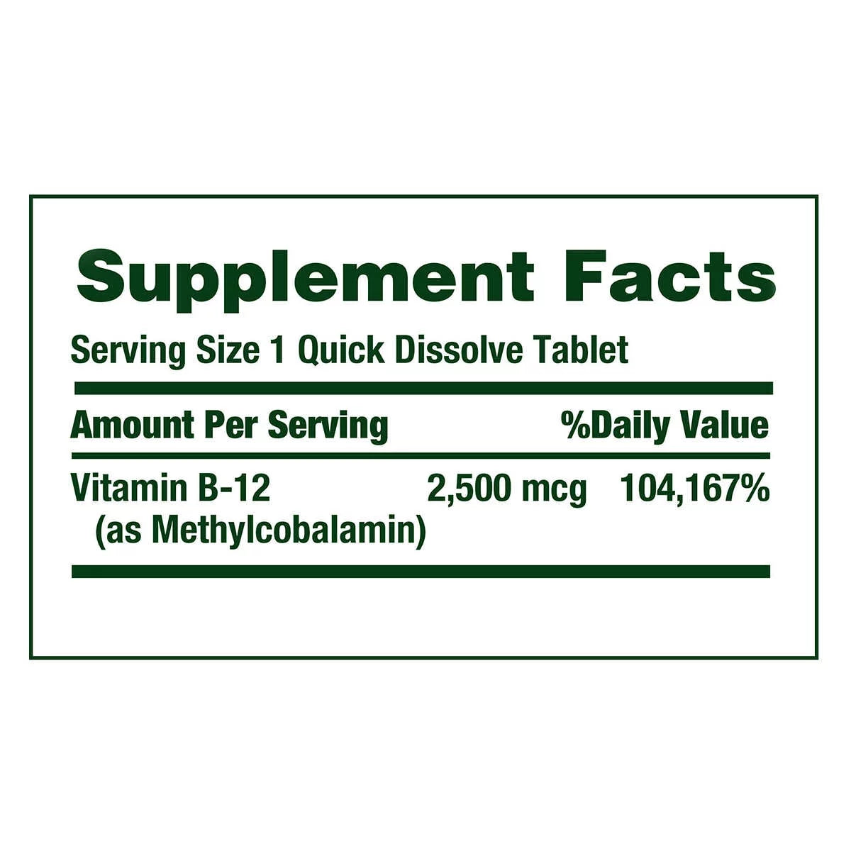 Vitamin B-12 2500 mcg, 300 Quick Dissolve Tablets I8062