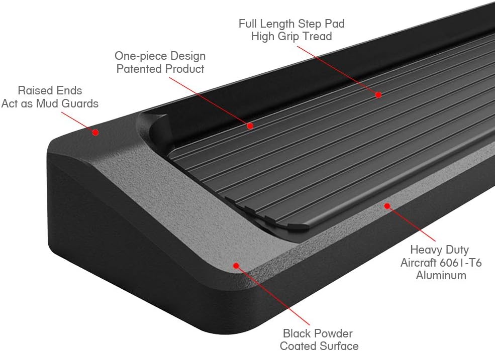 6in Black Running Boards H477