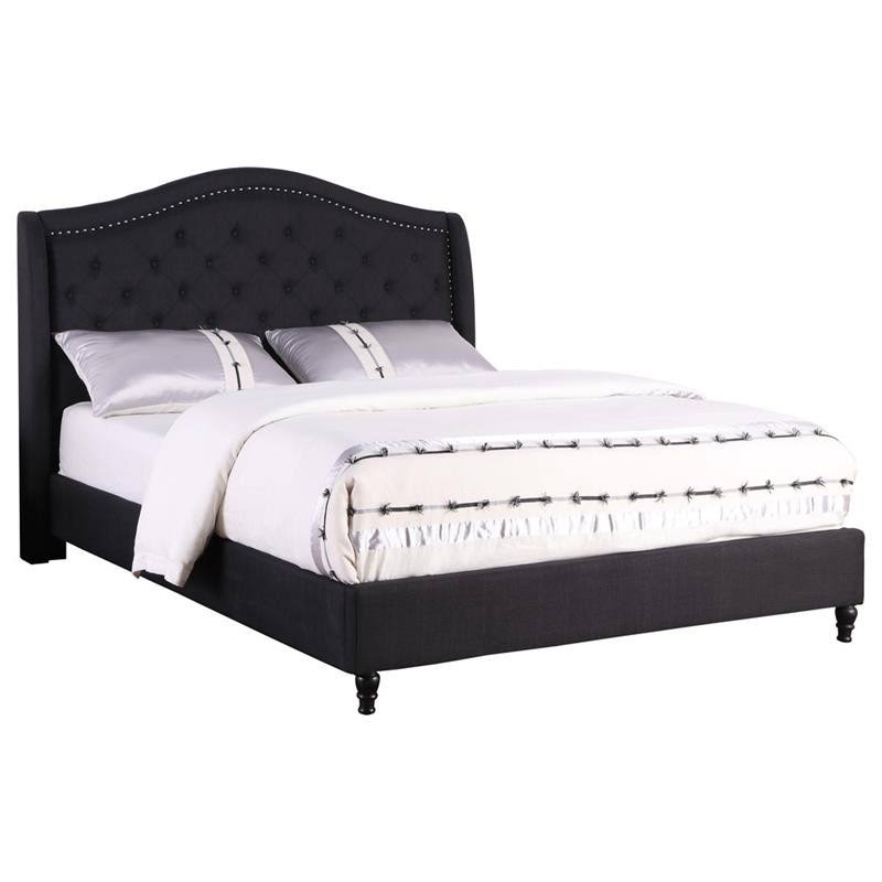 Black King Upholstered Platform Bed Q31829