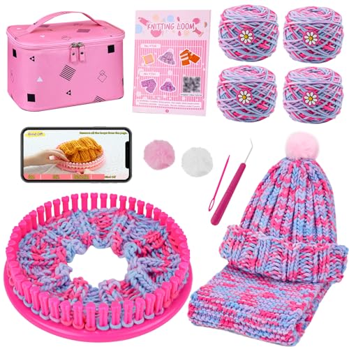 Knitting Loom Kit with Storage Bags Yarns Knitting Tools Pink L634091