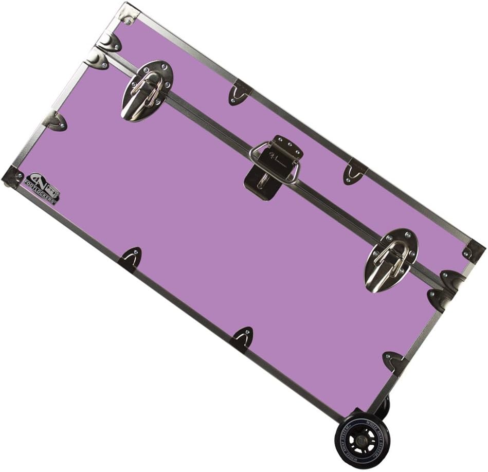 Lockable Trunk Footlocker with Wheels Large 32 x 18 x 16.5 Inches Purple F1926