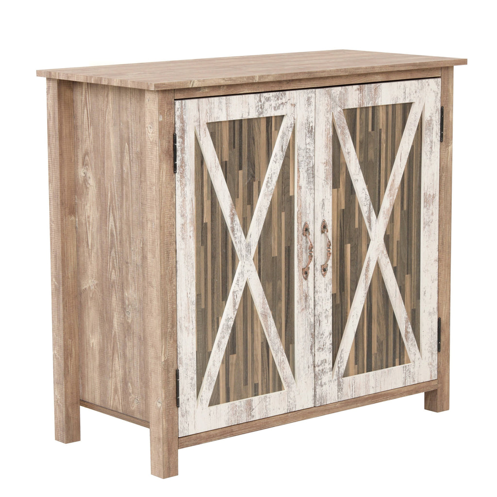 Two Door Cabinet with Rustic Barn Style Doors U377