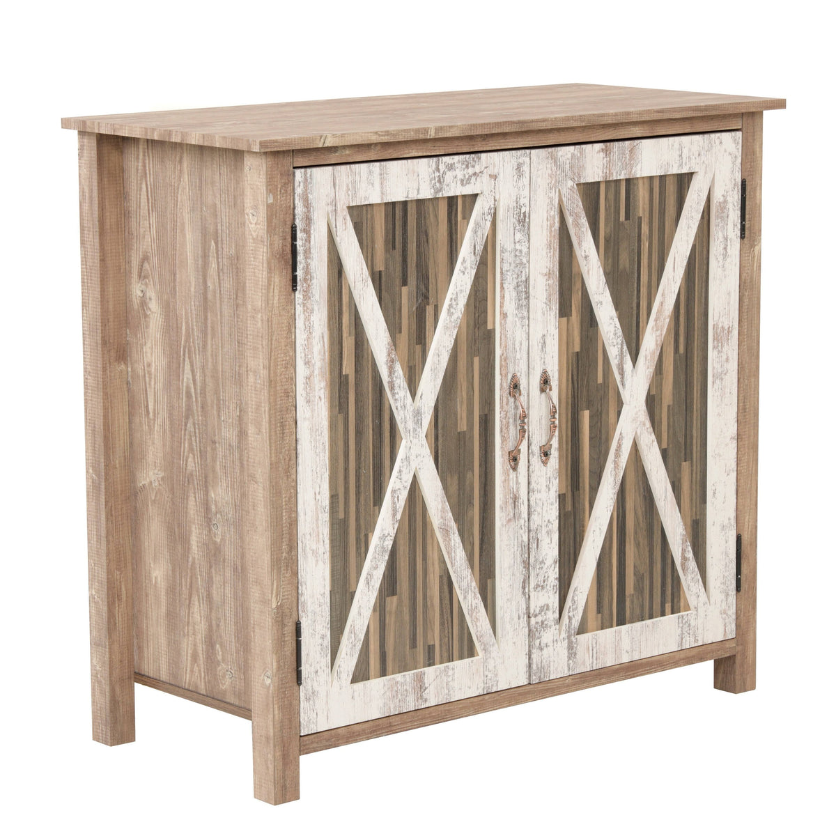Two Door Cabinet with Rustic Barn Style Doors U377