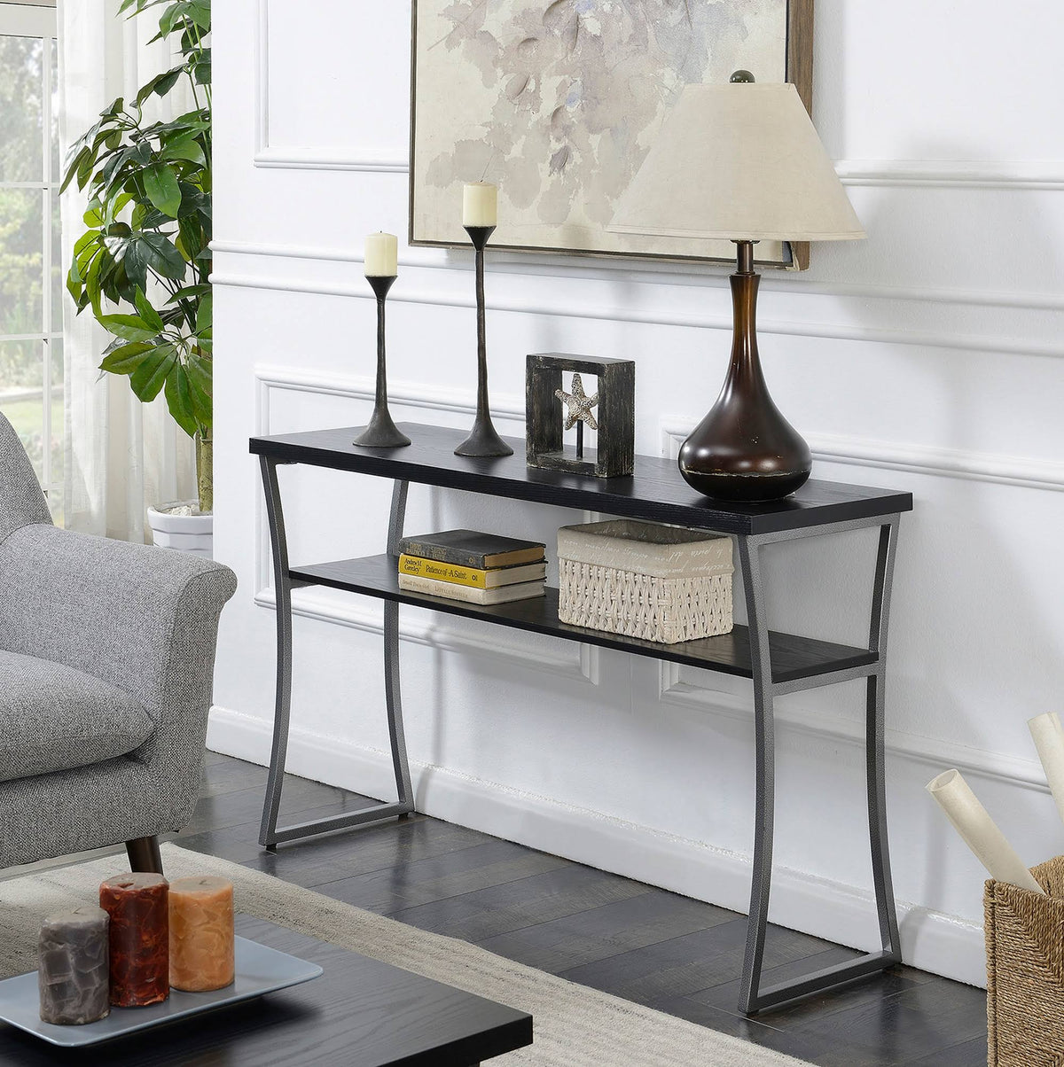 Black Woodgrain Console Table K915246