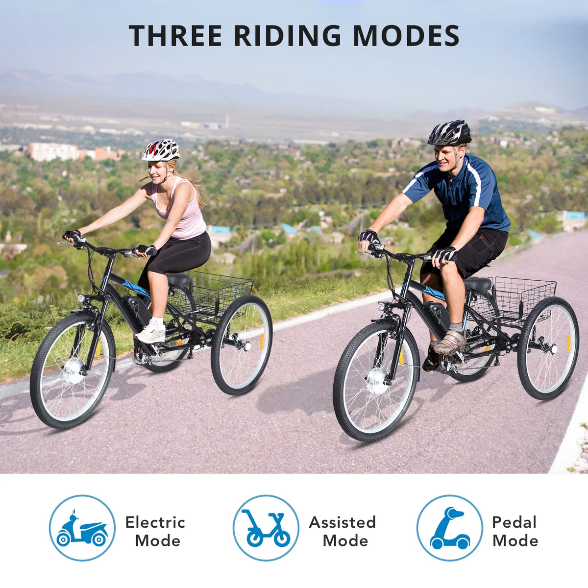 7-Speed Electric Trike with Basket F548