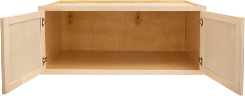Raw Maple 24" D x 36" W x 12" H Shaker Style Hardwood Wall Kitchen Cabinets P6982