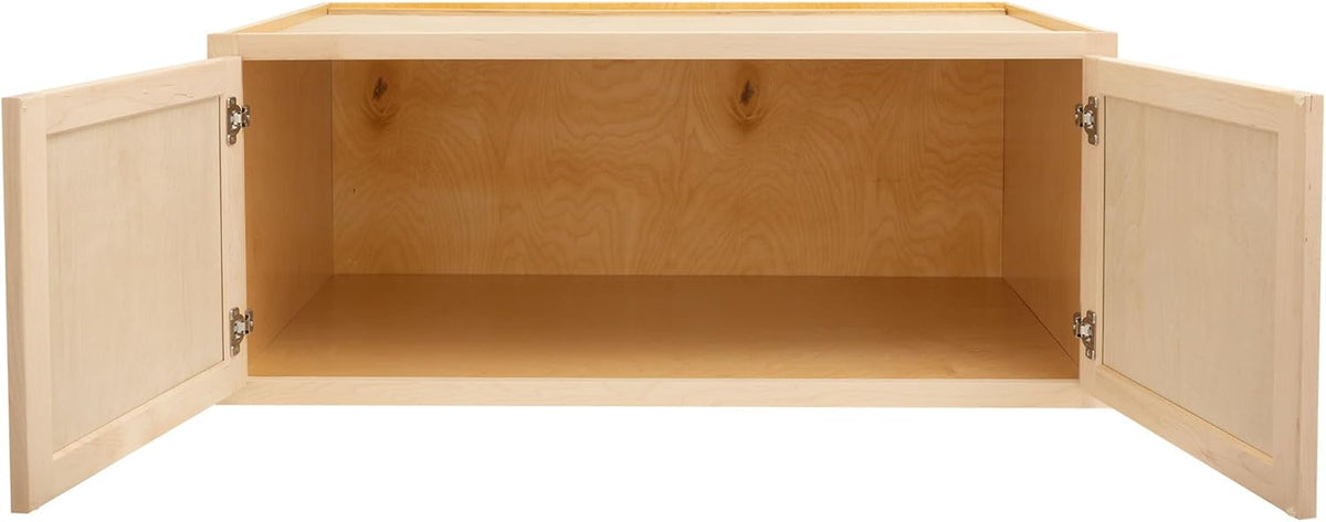 Raw Maple 24" D x 36" W x 12" H Shaker Style Hardwood Wall Kitchen Cabinets P6982