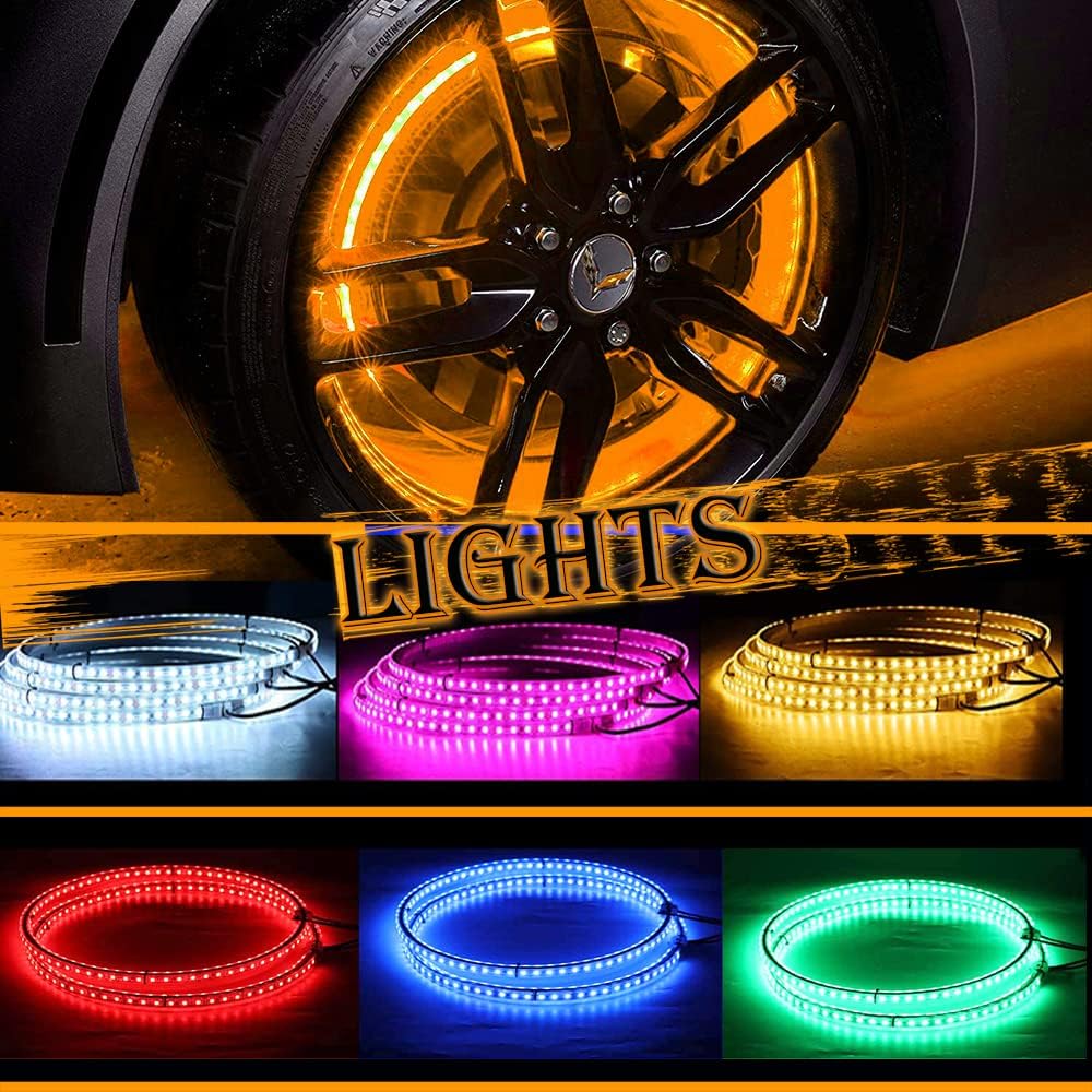 RGB LED Wheel Ring Light Kit 4PCS Double Row Waterproof K936