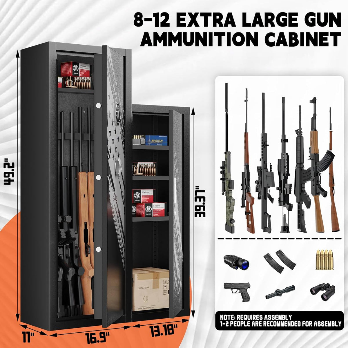8-12 Rifle Gun Safe with Detachable Gun Racks C64243
