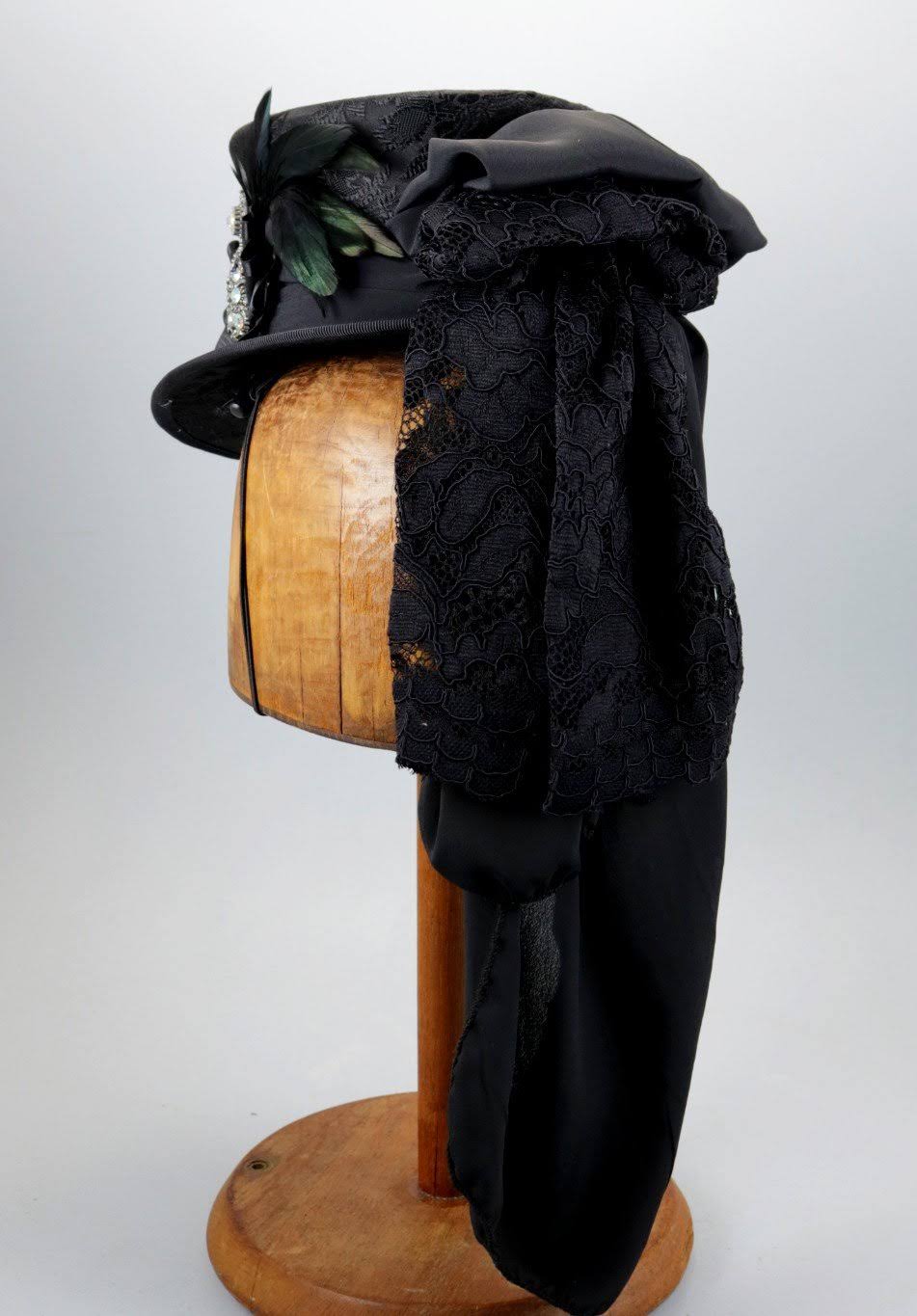 Black Brocade Mini Top Hat J30769