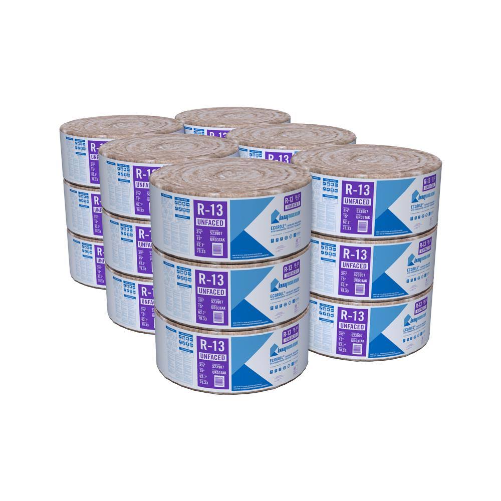 R-13 Unfaced Fiberglass Insulation Roll 3-1/2 in. x 15 in. x 62.67 ft. (18-Rolls) G88865