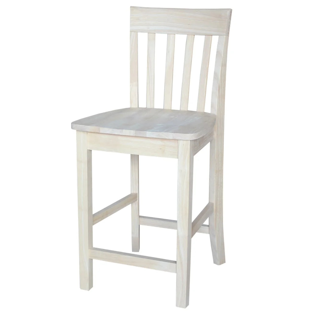 Unfinished Solid Parawood Slatback Counter Height Stool U2994