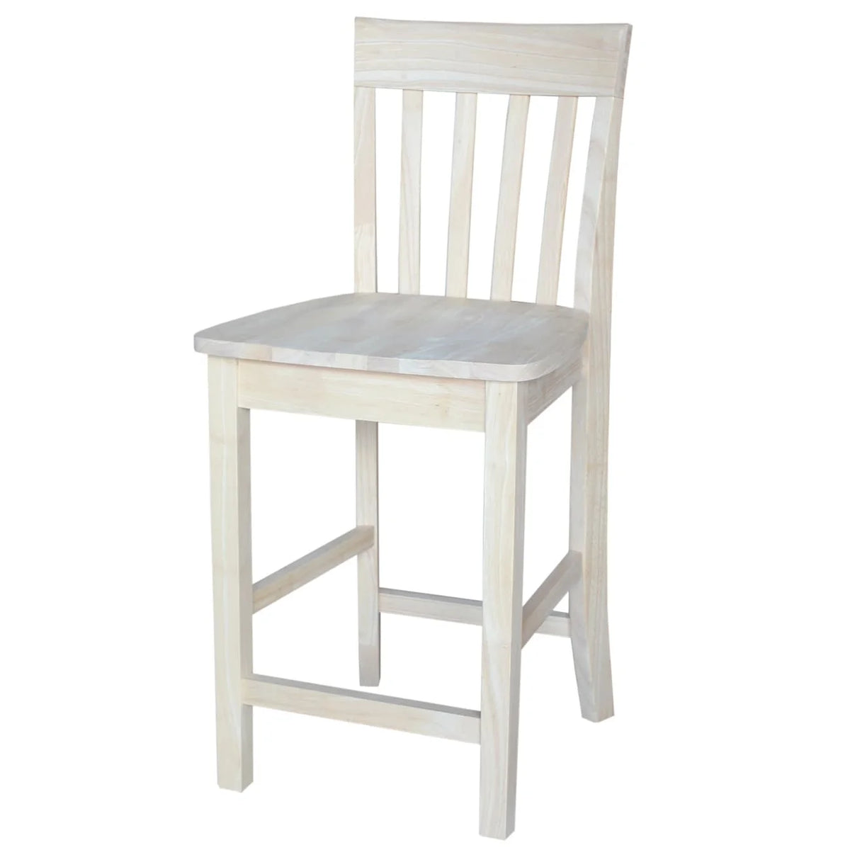 Unfinished Solid Parawood Slatback Counter Height Stool U2994